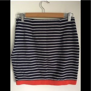 Ann Taylor navy stripped cotton mini skirt Sz 0